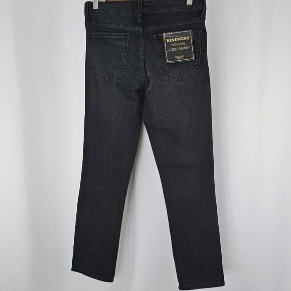 Rachel Roy Kindness Women's Black Mid-Rise Girlfriend Distressed Jeans Size 6/28 - Picture 9 of 16